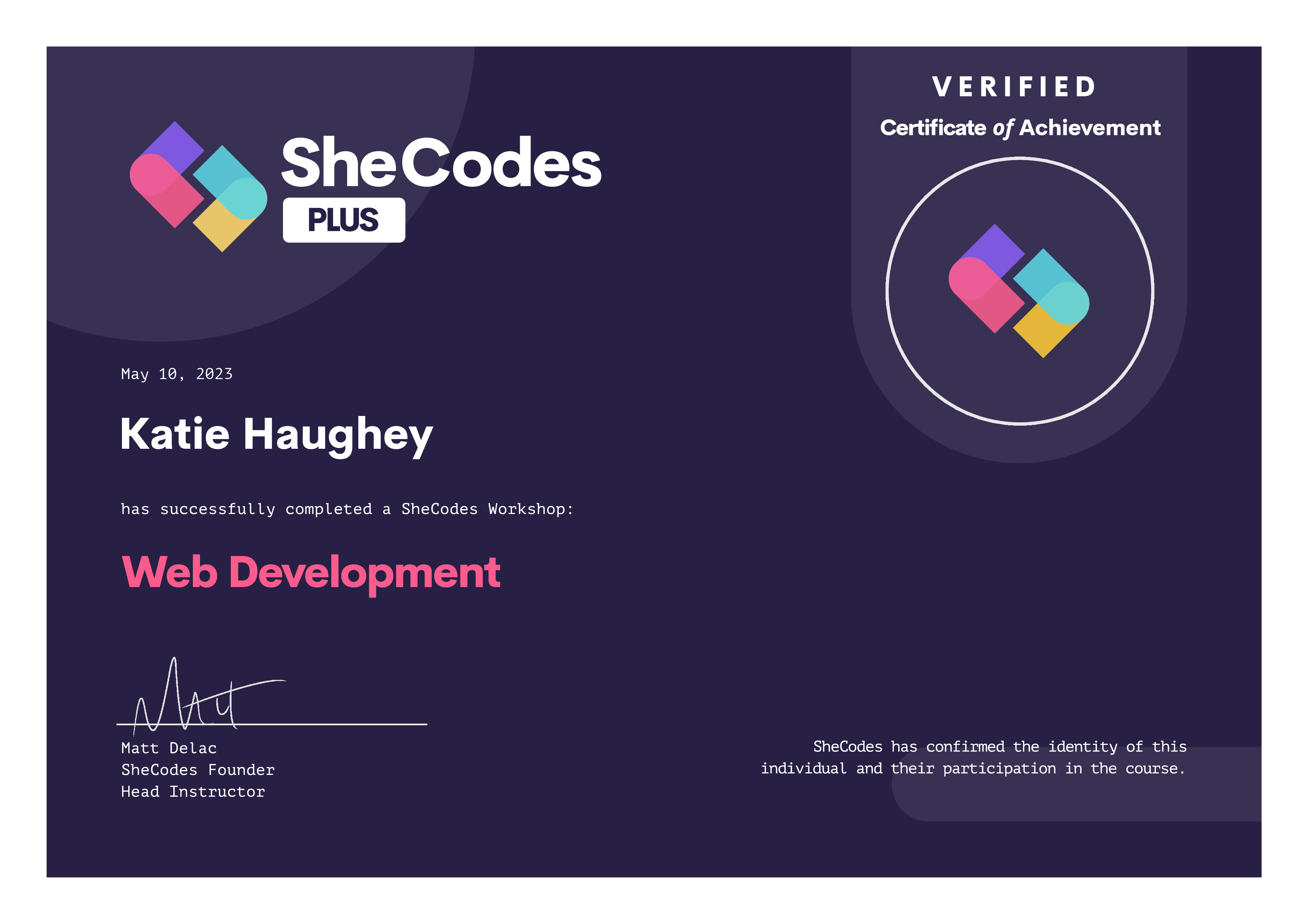 Web Development certificate - SheCodes Plus